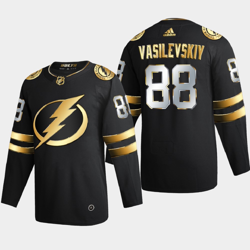 Tampa Bay Lightning 88 Andrei Vasilevskiy Men Adidas Black Golden Edition Limited Stitched NHL Jersey